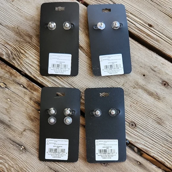 George Womens Earrings 5 Pc Set Dangle Studs with Silver Black Tones Rhinestones - Picture 2 of 10